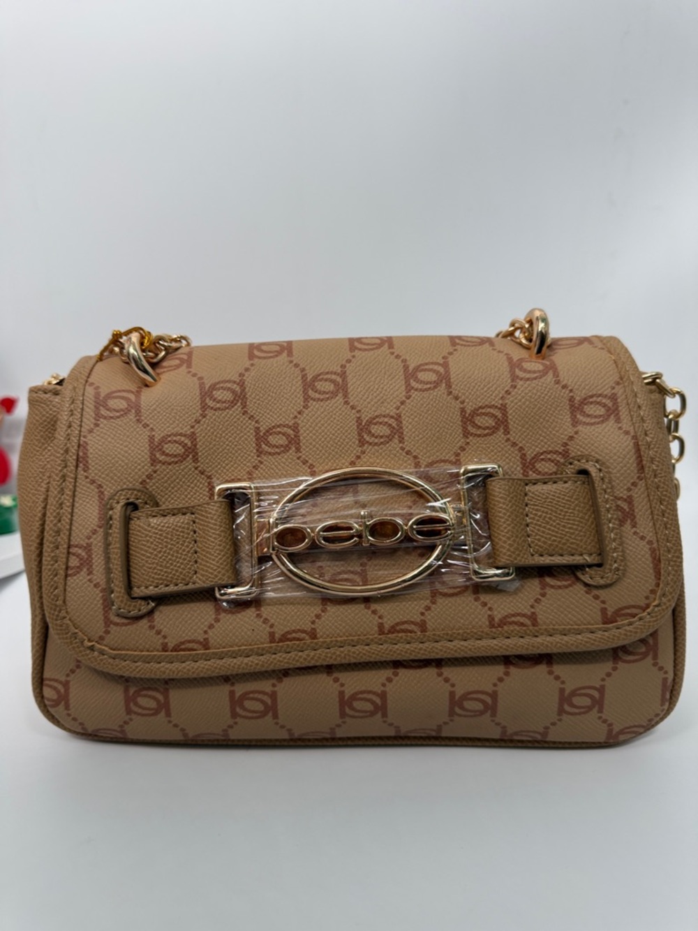 Tan Leilani monogram Signature Pattern Gold Chain Shoulder Bag - Picture 12 of 17